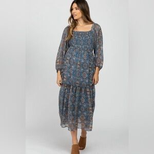 Pinkblush Blue Patterned Maxi Dress
